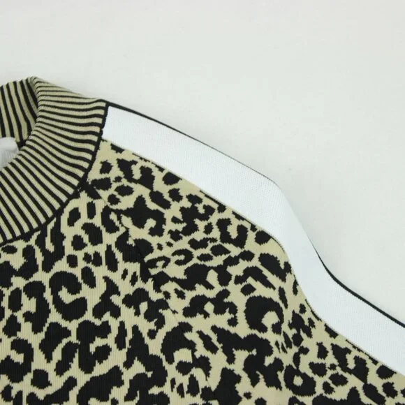 Palm Angels Long Sleeve Leopard Print Knitted Dress - FCM71